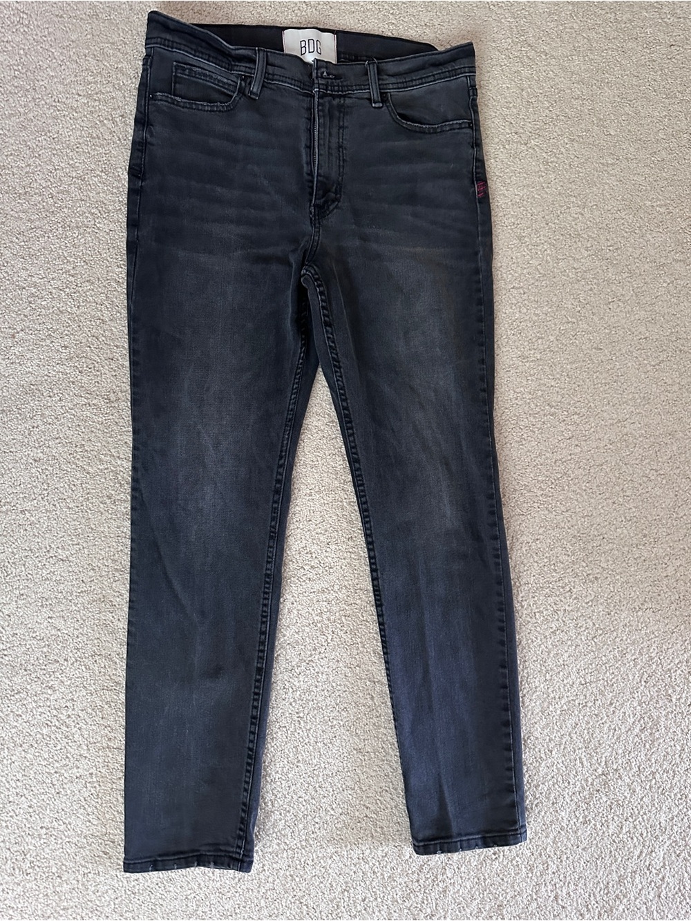 Urban Outfitters Men's Skinny Jeans in Washed Black Denim
